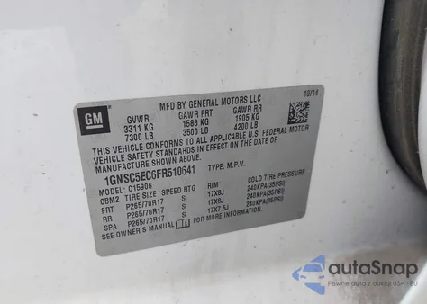 2015 Chevrolet Suburban 1500 Commercial Fleet z USA, uszkodzony, nr VIN 1GNSC5EC6FR510641